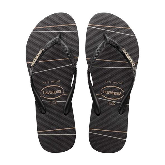 Havaianas slim logo 2025 metallic black gold